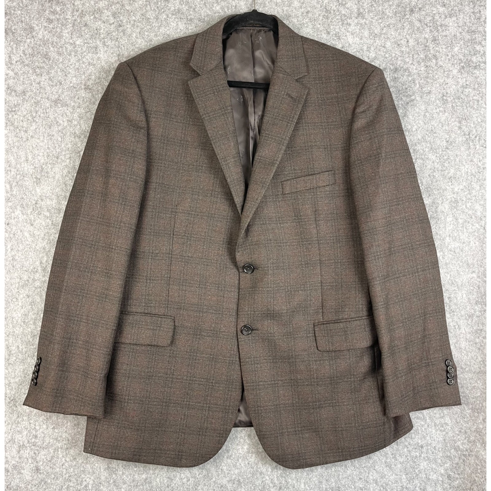 Jos A Bank Reserve Blazer Mens 46r Brown Windowpane Italian Wool Tailored Fit